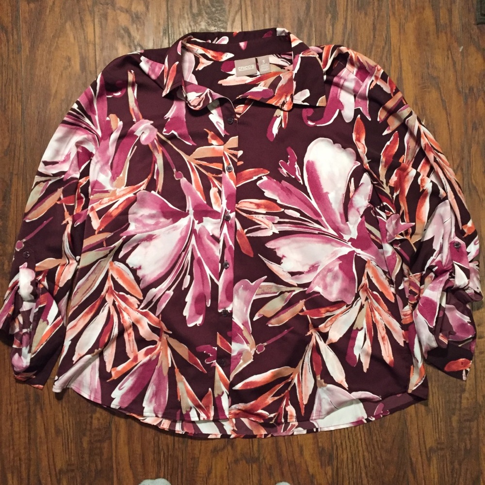 NWOT Chico’s Juniors Floral Blouse